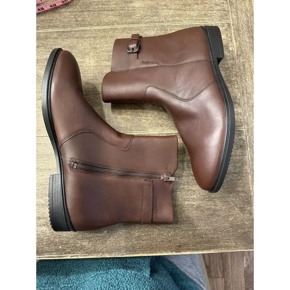 Women's ECCO Touch 15 Buckle Hydromax‎ Ankle Boot Mink Full Grain Leather 9.5